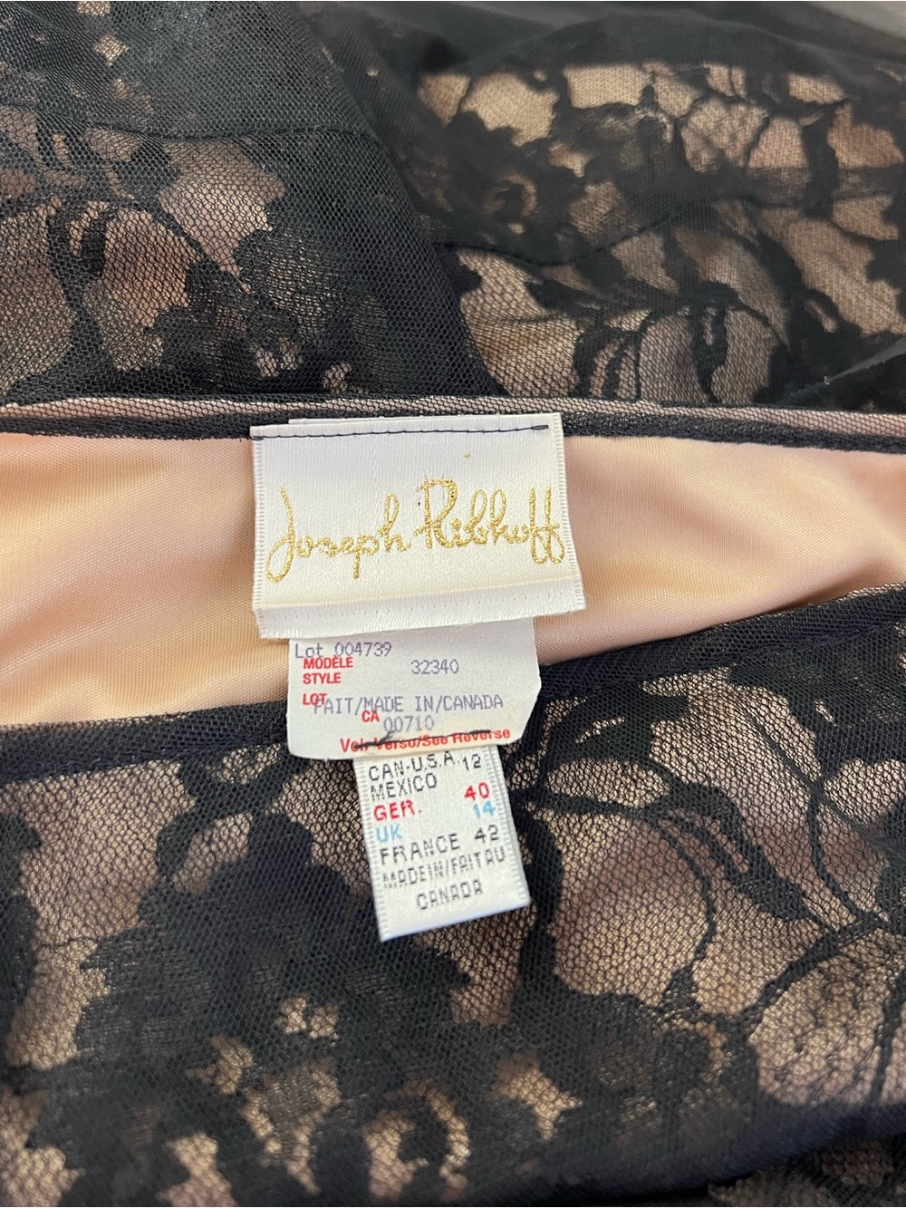 Joseph Ribkoff Black Lace and Nude Lined Maxi Dress - Picture 4 of 6